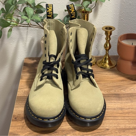 Dr. Martens Shoes - Dr. Martens NWOB Women’s 7 Pale Olive 1460 Pascal Suede Lace Up Combat Boots